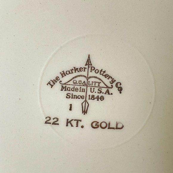 Vintage Harker Pottery Co Wild Rose plate platter 22k gold circa 1950s - Picture 5 of 9